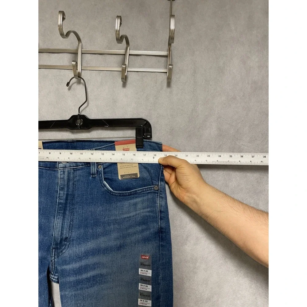 NWT Levi's 514 Jeans Men 36X30 Blue Denim Pants Straight Pocket Whiskered Cowboy